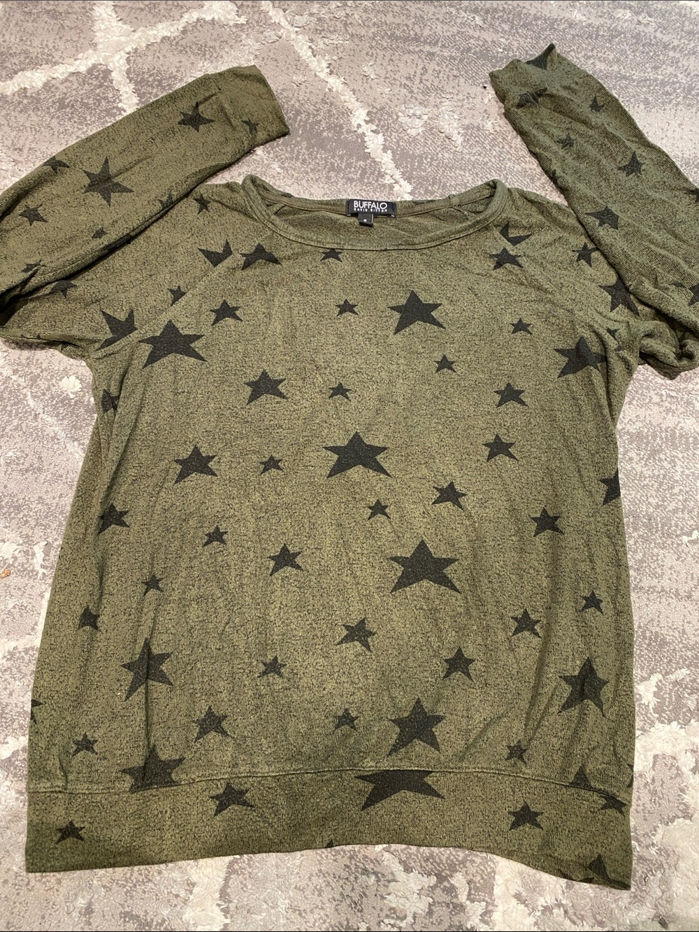 Buffalo David Bitton Olive Green Star Print Pullover